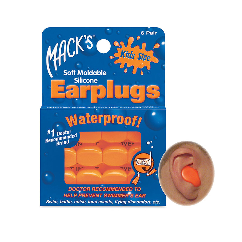 Mack's Soft Silicone Putty Children's Waterproof Ear Plugs - Kids Size - 6 Pair