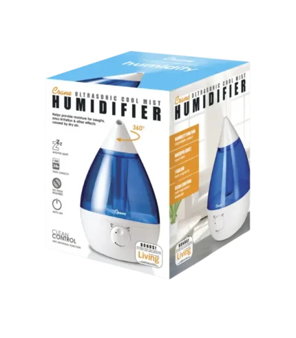 Crane Cool Mist Humidifier with built-in sound machine and night light for improved sleep quality and air comfort